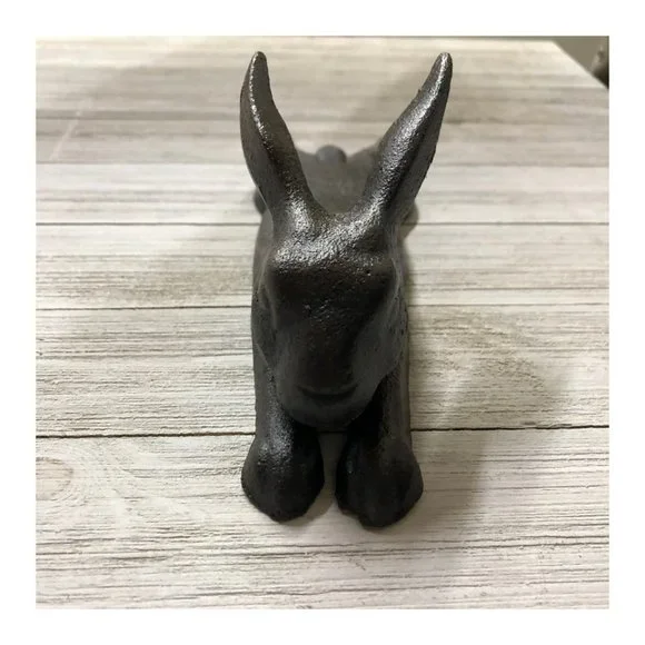 Antique Vintage Style Cast Iron Door Stop Rabbit Hare Wedge Rustic Black $15 - Picture 10 of 11
